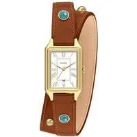 Fossil Quarzuhr RAQUEL ES5418, Armbanduhr, Damenuhr, Lederarmband, analog, Tag, Türkis