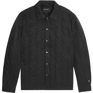 Herren Lyle And Scott Overshirt mit geometrischem Muster und gesticktem Löwenwappen in Schwarz-Eis