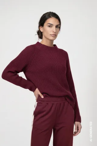 monari - Strickpullover mit Stehkragen dark bordeaux - Gr. - 36