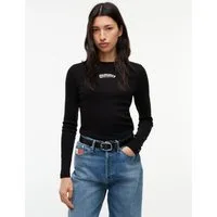 Tommy Jeans Langarmshirt TJW SLIM ESS LOGO 1 LS TEE Baumwollmischung, slim fit
