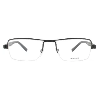 Police Halbrandlose Semi-Matte Schwarze Herren Brillenfassung