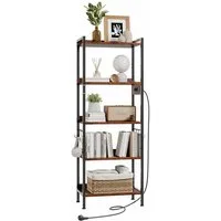 Dripex Küchenregal 5 Ebenen Standregal Aufbewahrungsregale, 8 S-Haken, 60 x 35 x 165 cm, mit Steckdose