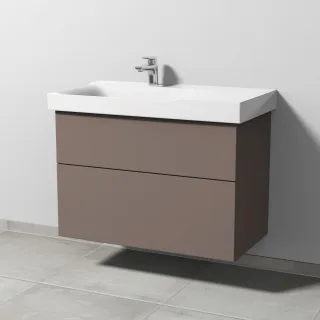 Sanipa 3way Waschtischunterbau zu Geberit Xeno2 Waschtisch mit 2 Auszügen, Taupe-Matt SP6621T