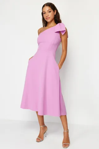 Damen Blau Unifarben Midi Ärmelloses Abiball Figurbetontes Kleid