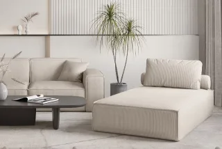 OUTLET Chaiselongue Sezlong Liege CELES PREMIUM in Stoff Scala Hellbeige