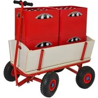 PROREGAL® Bollerwagen Handwagen Transportwagen BOLLY Pro HxBxT 97x60x94cm Traglast 150kg Rot, Robuster Handwagen mit abnehmbaren Seitenwänden 10-Zoll-Luftreifen
