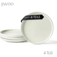 JIWOO Teller 4er Ø21cm,Frühstücksteller Steakteller Pastateller Brotteller Plate, (4 St), Keramik Hochwertiges Tellerset Weiß Mikrowellen spülmaschinenfest