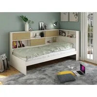 OTTO home Stauraumbett Amance, Kopfteil beidseitig montierbar, stabil und langlebig, Stauraum (Außenmaße B/T/H: 110,2/220,1/106,9 cm), FSC® zertifiziert, inklusive Lattenrost, Made in EU,Massivholz + MDF