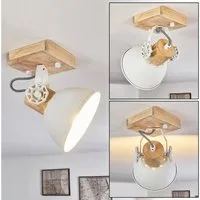 hofstein Deckenleuchte »Cotes« verstellbare Wandlampe aus Metall/Holz in Weiß/Braun, ohne Leuchtmittel, 1xE27, Wandspot im Retro/Vintage Design
