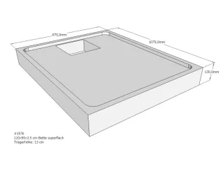Neuesbad Wannenträger für Bette superflach 110x90x3,5 SD22021