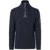 TIMEZONE Strickpullover Strickpullover 3D-Schachbrettmuster Ärmeltasche für Herren Heavy Knit Seamans Troyer