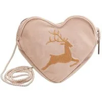 Alpenflüstern Schultertasche Herztasche Hirsch (taupe-grau), - Damen Trachtentasche in Herzform, Schultertasche fürs Dirndl, Herz H