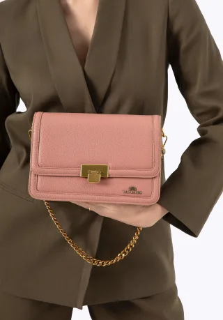 Wittchen Damen-Umhängetasche aus Leder mit Kette, Rosa, Naturleder
