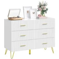 Woltu Kommode (1 St), Schubladenschrank mit 6 Schubladen, Weiß+Gold