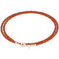 Lebensquelle Plus Kette ohne Anhänger Karneol 2 mm Perlenkette facettiert, 45 cm + Silberverschluss