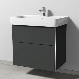 Sanipa 3way Waschtischunterbau zu Geberit Renova Plan Waschtisch mit 2 Auszügen, Graphit-Matt BP8771B