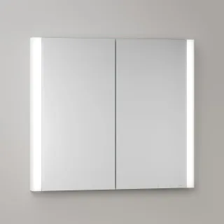 KEUCO Royal Atlas LED Spiegelschrank 80 x 71 x 11,5 cm mit 2 Türen, Spiegelheizung, Unterputz 211201450085