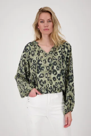 monari - Bluse mit Leomuster bamboo gemustert - Gr. - 44
