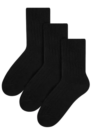 3 Paar Herren Wollsocken | Steven | Winter Leichtgewichtige Warme Stiefel Socken - Schwarz