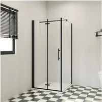 duschspa Eckdusche 185cm ESG Falttür + Seitenwand Scharniertür Duschtür Duschkabine, BxT: 70x76 cm, Einscheibensicherheitsglas, Sicherheitsglas, Set, ebenerdiger Einbau möglich