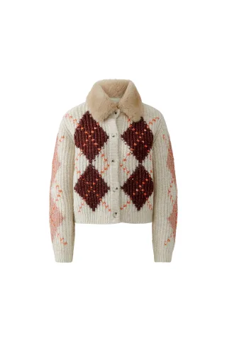 Oui - Strickjacke lt stone red - Gr. - 38