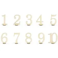 partydeco Dekofigur, Tischnummern Hochzeit Holz Zahlen 1-10 stehend 10cm natur 10er Set