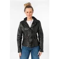 Mauritius Lederjacke MWTary SF mit Jerseykapuze und Reverskragen, Slim Fit
