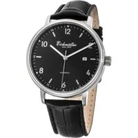 Eichmüller Automatikuhr RE7030 für Herren – 42 mm Edelstahlgehäuse, schwarzes Zifferblatt, Lederarmband – Klassische Herrenuhr mit präziser Mechanik