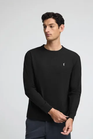 T-Shirt schwarz mit langen Ärmeln und gesticktem Rigby Go-Logo
