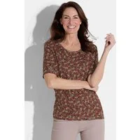 GOLDNER Print-Shirt Stilvolles Viskoseshirt, Blumenprint Blusenshirt mit elegantem Rundhals und Halbarm