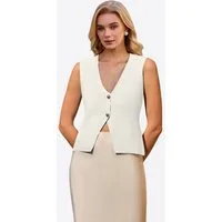 Imily Bela Anzugweste Damen Strickweste mit Knopfleiste (Packung, 1-tlg., 1per-Pack) Einfarbig