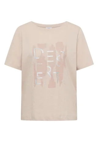 CECIL - T-Shirt mit Rundhals und Frontprint cashmere beige - Gr. - S