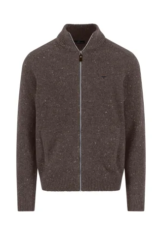 FYNCH-HATTON - Zip Cardigan. Donegal*RWS dark chocolate - Gr. - XXL