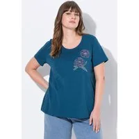 Ulla Popken T-Shirt T-Shirt Mohn-Stickerei Rundhals Halbarm