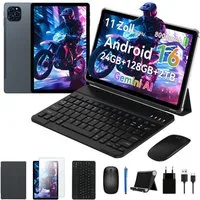 KINGRID 11" Android 16 WiFi mit Tastatur/Hülle/Maus Tablet (11", 128 GB, Android16, Android 16, FHD Display, mit Zubehör, Gemini AI)