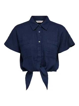 ONLY - Bluse mit Knoten - Onlleoni blau - Gr. - S