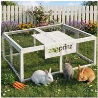 Zooprinz Freigehege Rabbit Run XL Hasen Kaninchen Auslauf Gehege, 116x45x112 cm, Faltdach, Winterfest, Wetterfest