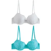 Next Balconette-BH 2er-Pack Bestickte Push-up-Balconette-BHs, A-E (2-tlg)