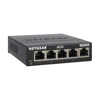 NETGEAR GS305 LAN Switch 5 Port Netzwerk Switch (Plug-and-Play Gigabit Switch LAN Splitter LAN Verteiler Ethernet Hub lüfterlos robustes Metallgehäuse) Schwarz