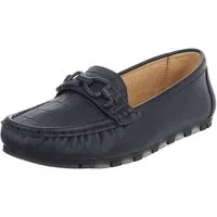 Ital-Design Eleganter Mokassin mit Schnalle für Damen im Alltag Slipper (90793493) Flach Mokassins in Dunkelblau