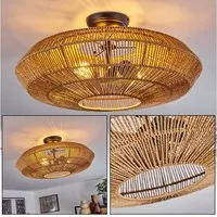 hofstein Deckenleuchte »Alvi« moderne Deckenlampe aus Metall/Rattan in Schwarz/Natur, ohne Leuchtmittel, Leuchte im modernen Design mit Lichteffekt, ø51, 5cm, 2xE27