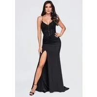 OMBRE Abendkleid Damen Abendkleid mit herzförmigem Ausschnitt Schwarz L (kein Set, 1-tlg) in Unifarbe