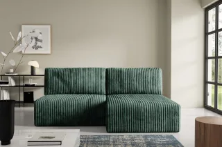 Ecksofa mit Schlaffunktion NATALIA XS in Stoff Tilia Grün Ottomane Rechts