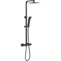 Aica Sanitär Duschsystem mit Thermostat Duscharmatur Regendusche Duschset Duschsäule Dusche, Set, Brauseschlauch mit Verdrehschutz