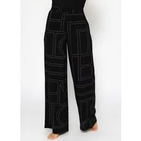 SASSYCLASSY Relaxhose Schlupfhose mit Print für Damen Gemütliche Hose mit geometrischem Muster und elastischem Bund Schwarz
