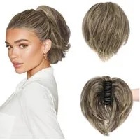 LuxusKollektion Echthaar-Extension Pferdeschwanz Haarteil Echthaar 20 cm Krallen Klemmer Braun Mix Blond