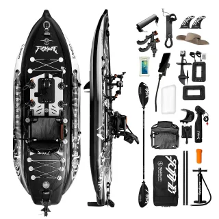 [EU Direct] Spatium Model-C 335cmx122cmx15cm FishBone Pedal Drive Inflatable Kayak Fishing Board 300KG-360KG Load 6-8 KM