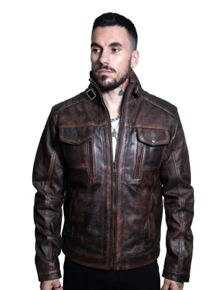 Vintage-Leder-Bikerjacke für Herren – Kapstadt