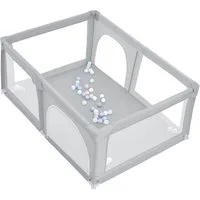 JEOBEST Laufgitter Laufstall Baby 180 x 120 x 66cm Große XL, Laufgitter baby mit atmungsaktivem Netz, 50 Ozeanbälle