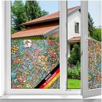 d-c-fix Fensterfolie Fensterfolie selbstklebend Sichtschutzfolie Deko Folie für Fenster, Buntglasfolie, 200 x 45cm - Zuschneidbar & rückstandslos entfernbar